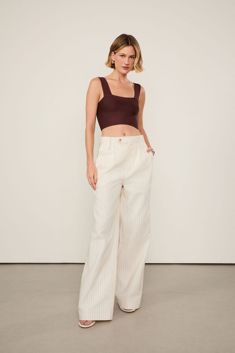 Top Cropped De Tricot Com Decote Reto