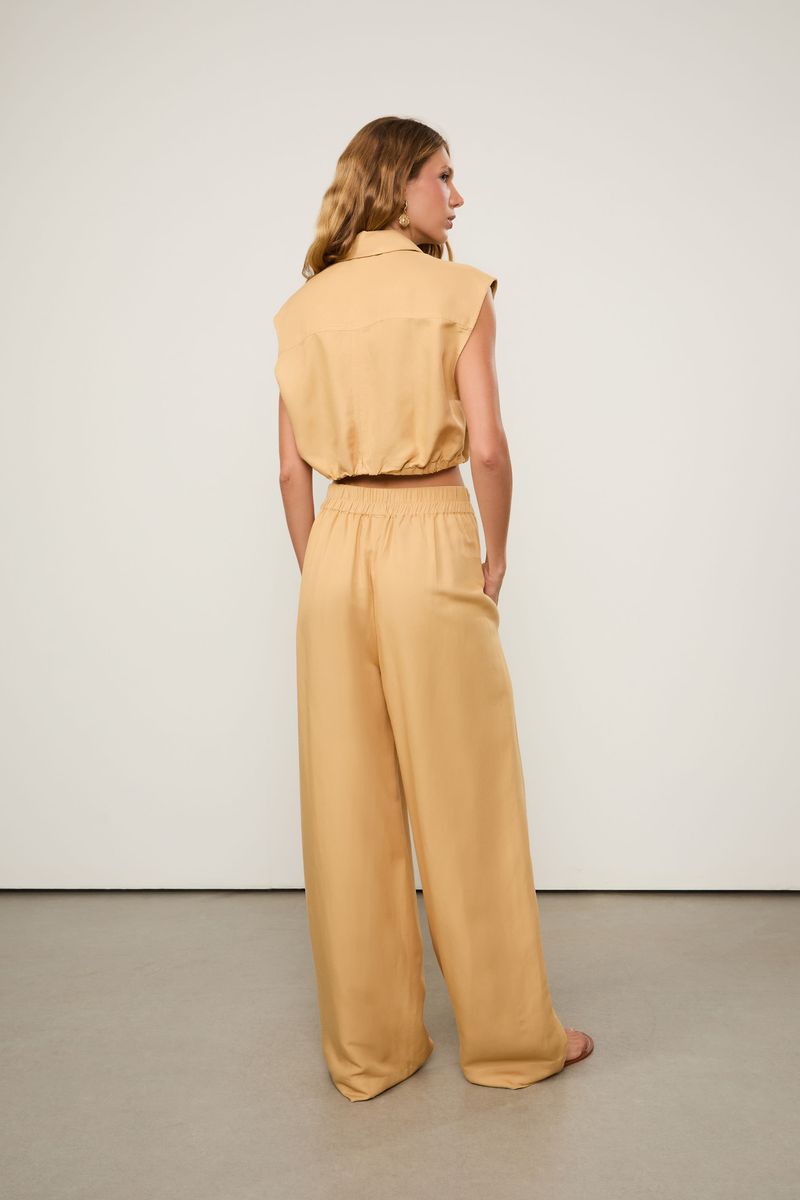 Calça Cós Elástico Bege Sisal