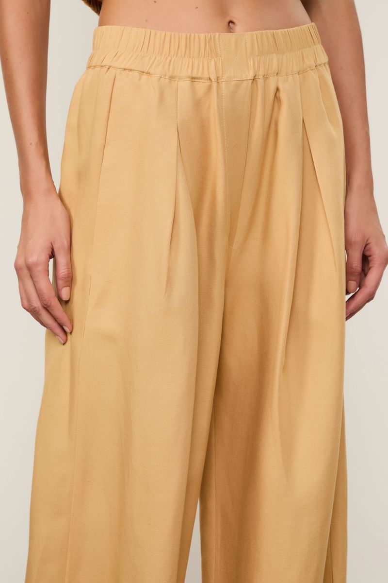 Calça Cós Elástico Bege Sisal