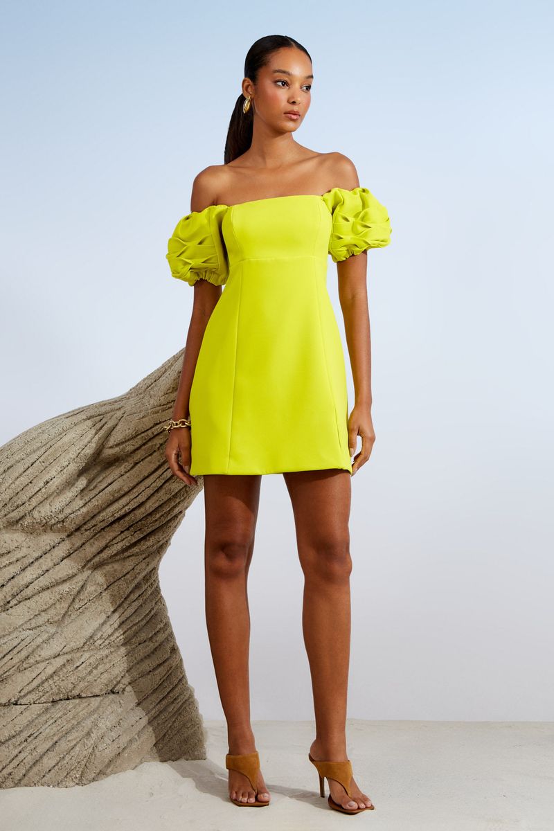 VESTIDO CURTO MANGA FLOR