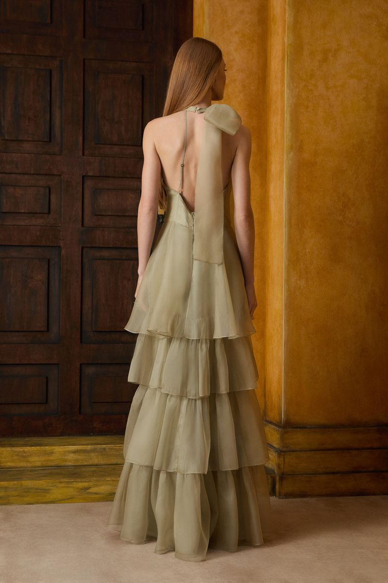 VESTIDO LONGO FRENTE ÚNICA CAMADAS