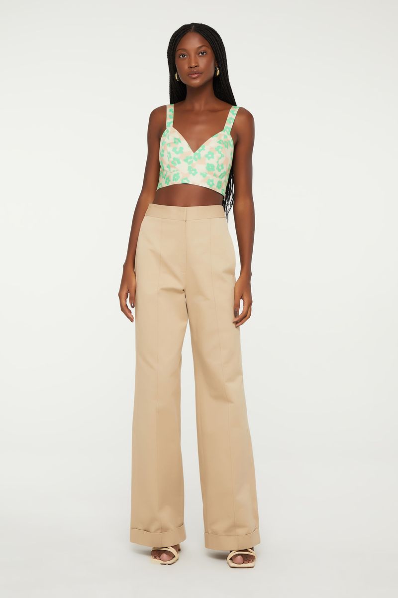 Top Cropped De Algodão Com Pespontos