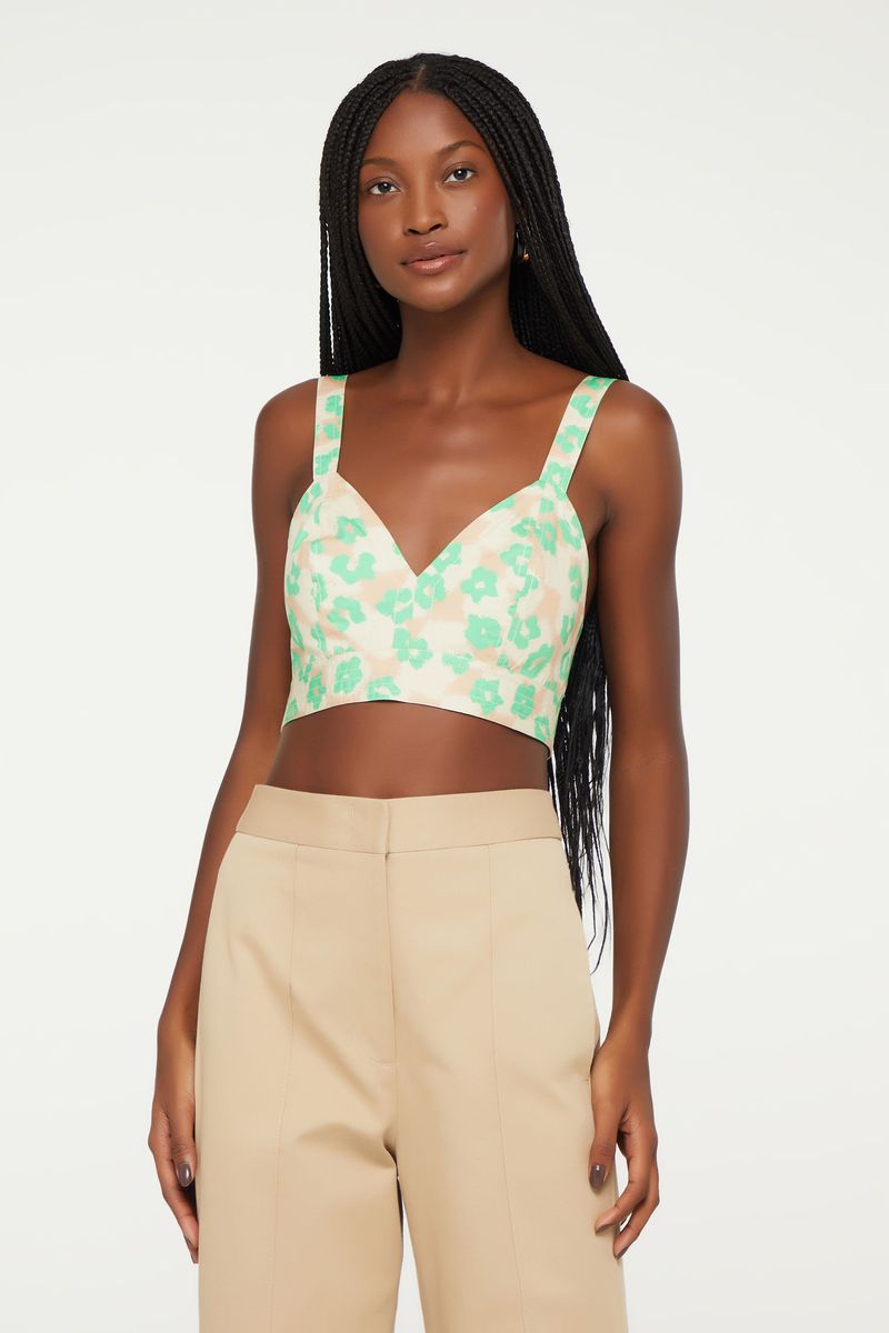 Top Cropped De Algodão Com Pespontos