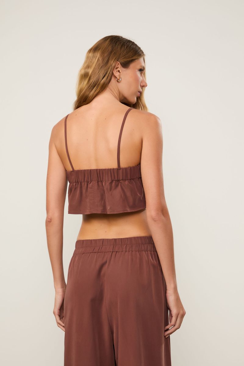 Top Utilitário Decote Reto Marrom Choco