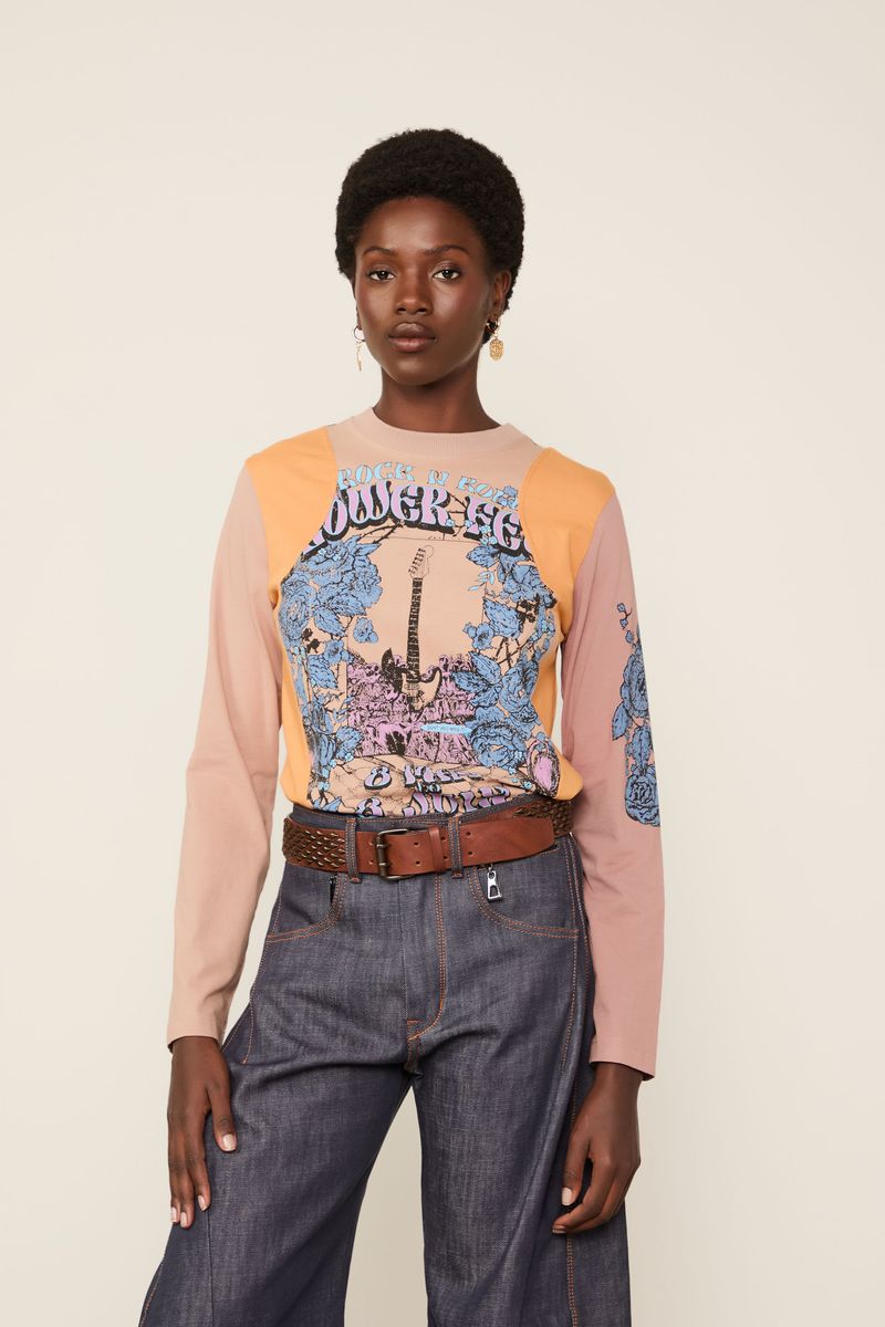 Blusa De Malha Com Recortes Fun Rock