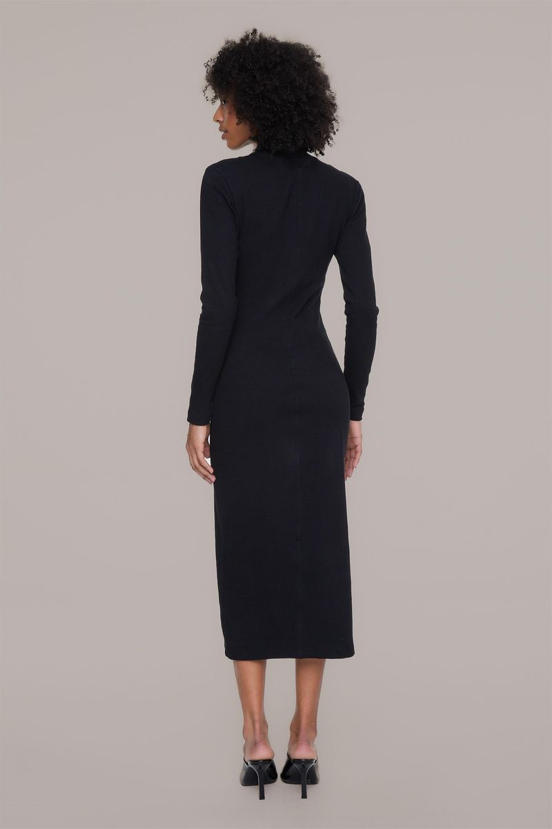 Vestido De Malha Canelada Preto