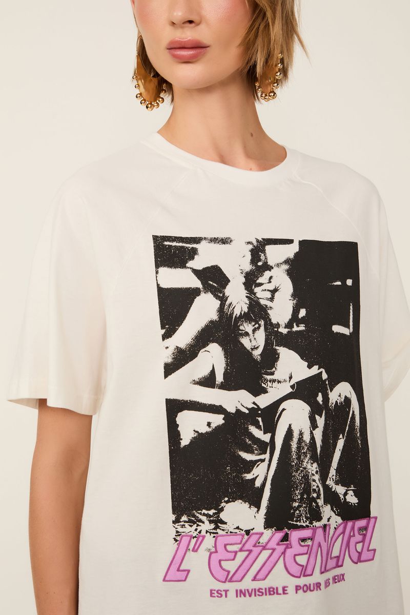 T-Shirt De Malha Fun Com Detalhe De Silk Emborrachado
