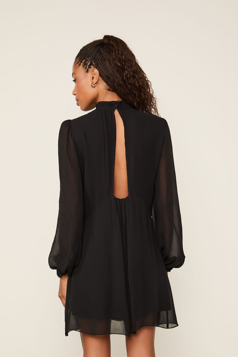 Vestido Curto Com Renda Preto
