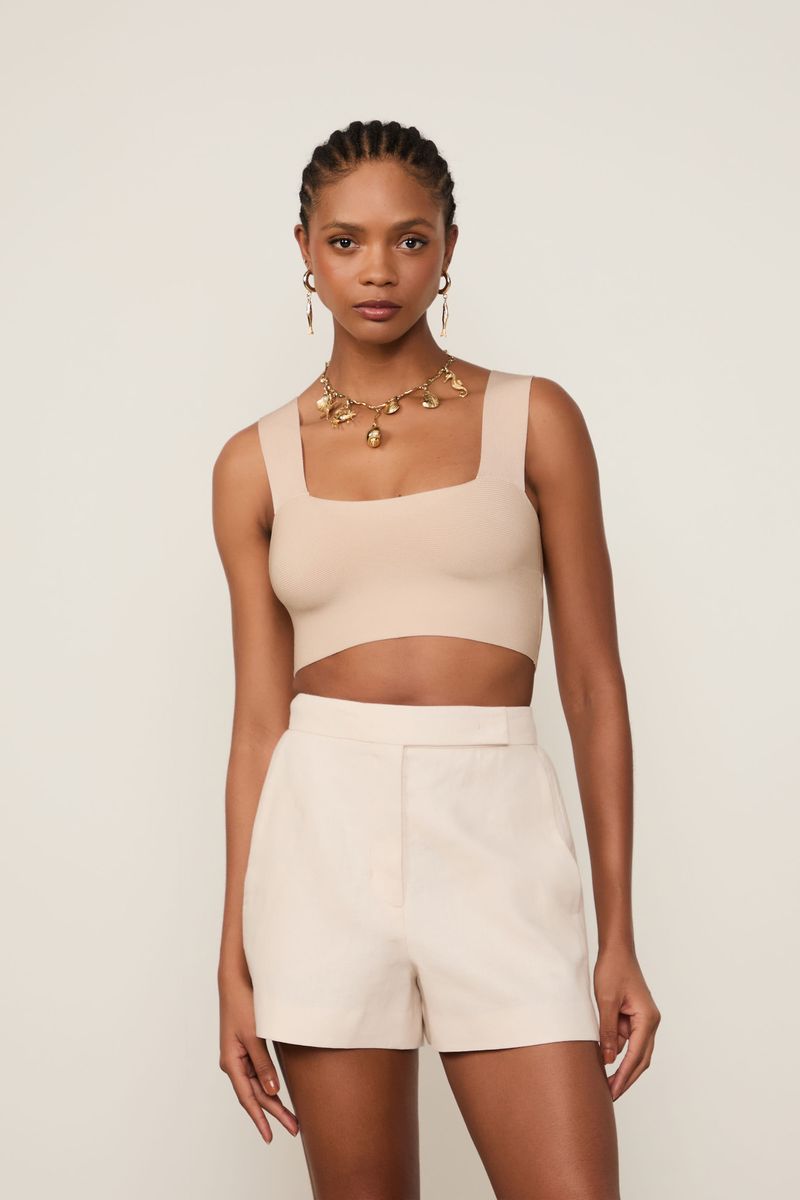 Top Cropped Faixa De Tricot