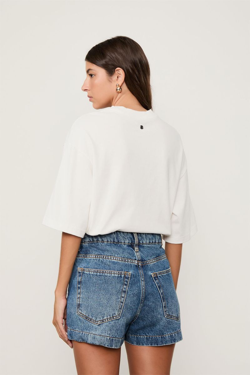 Short Jeans Médio Mix Patchwork