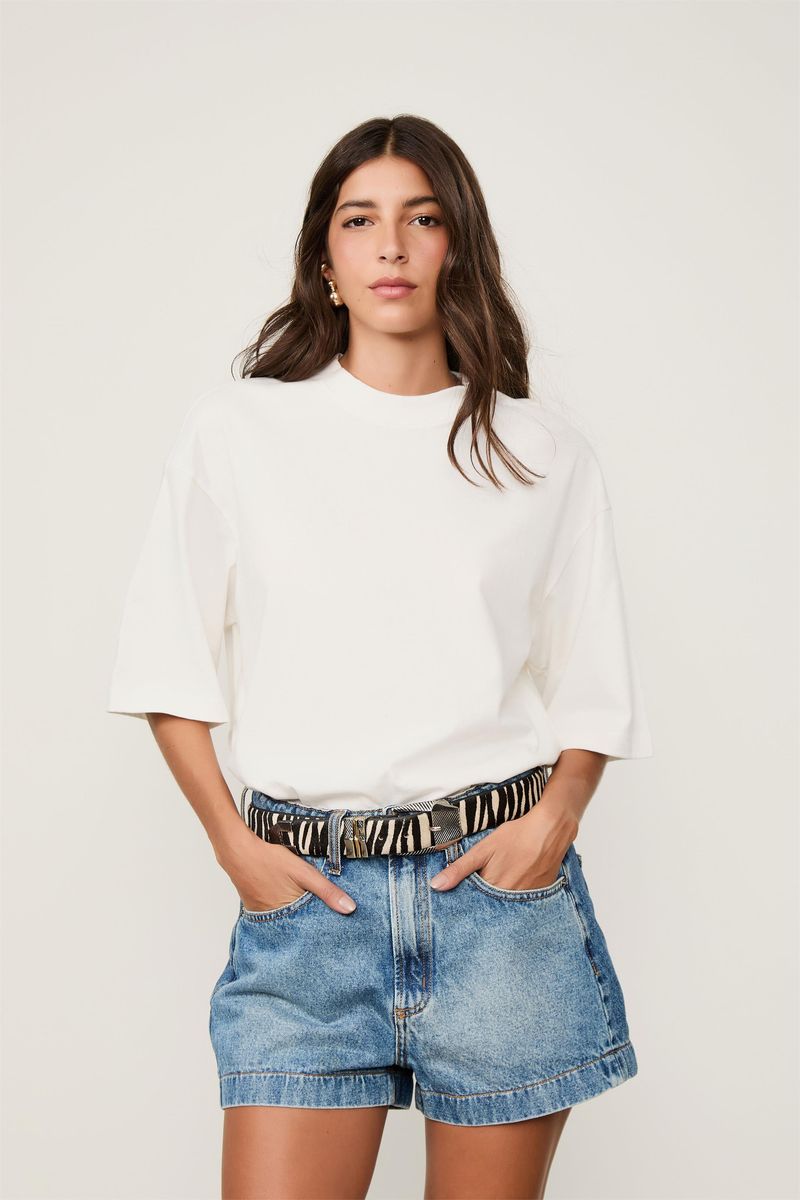 Short Jeans Médio Mix Patchwork