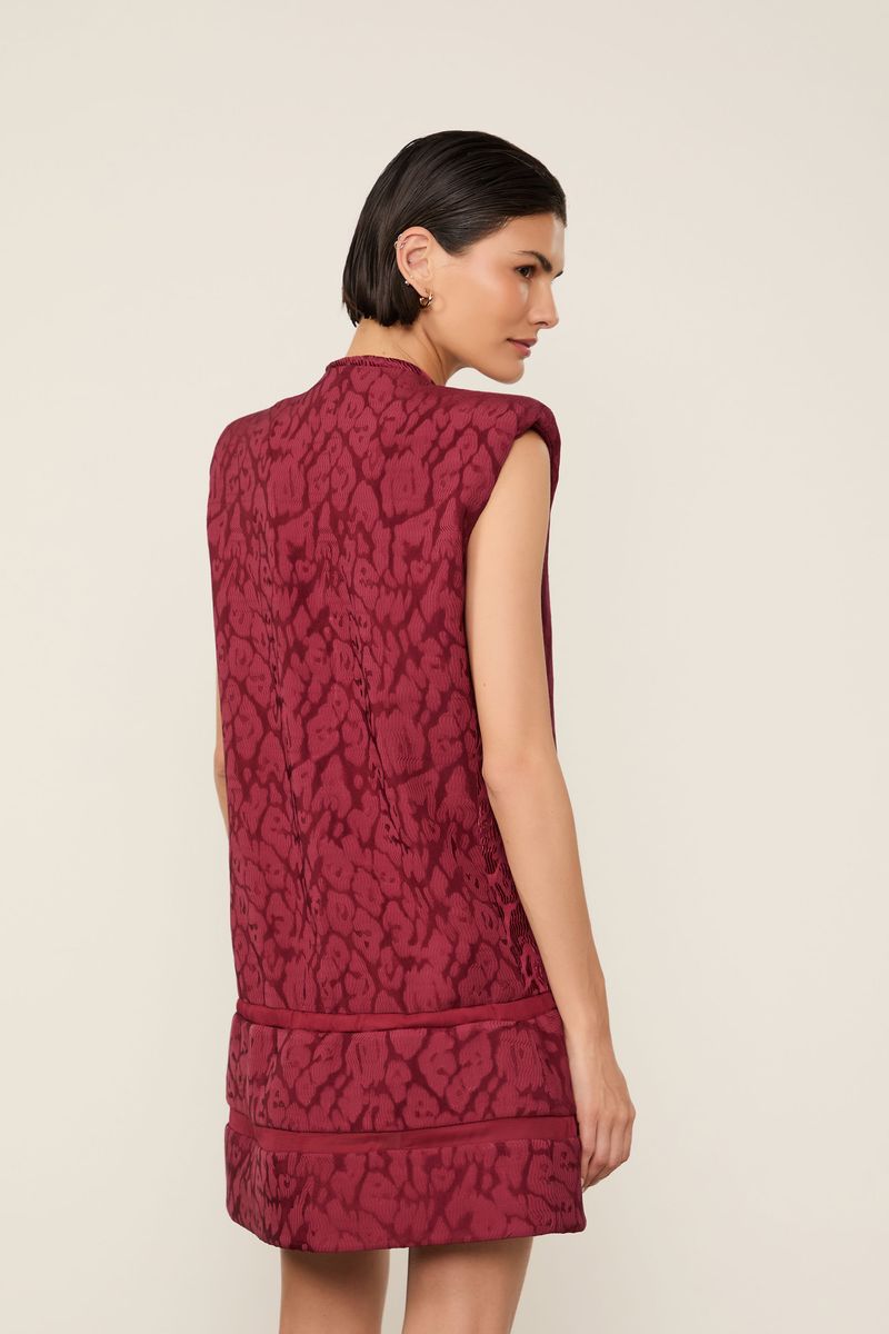 Vestido De Veludo Curto Puffer Com Aro No Decote