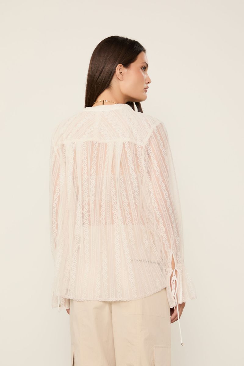Bata De Renda Manga Longa Off White