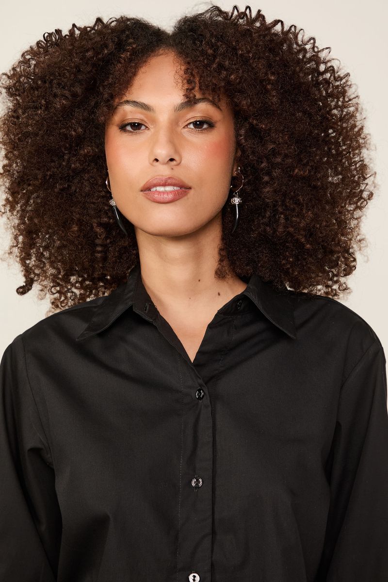 Camisa De Algodão Cropped Preto