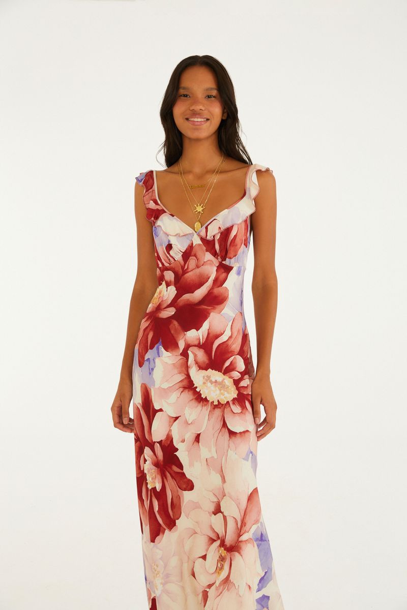 Vestido Longo Estampado Floral Doce