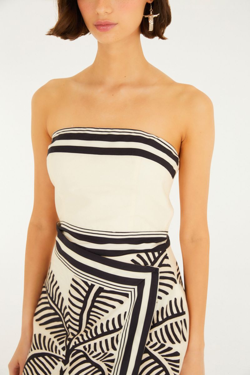 Vestido Cropped Estampado Listra Tropical