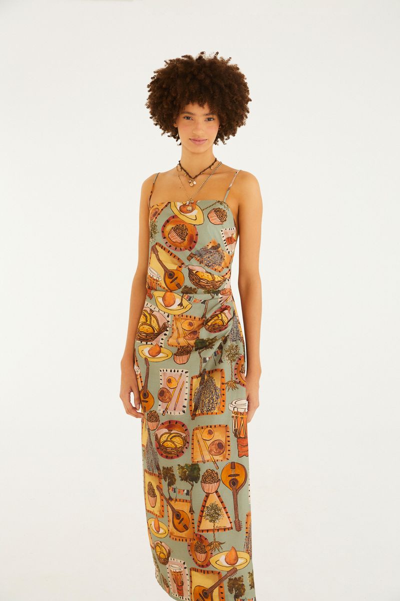 Vestido Alcinhas Estampado Boemia