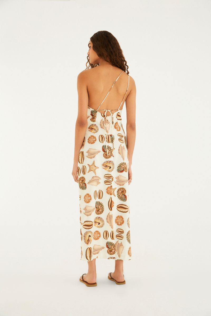 Vestido Reto Estampado Conchas