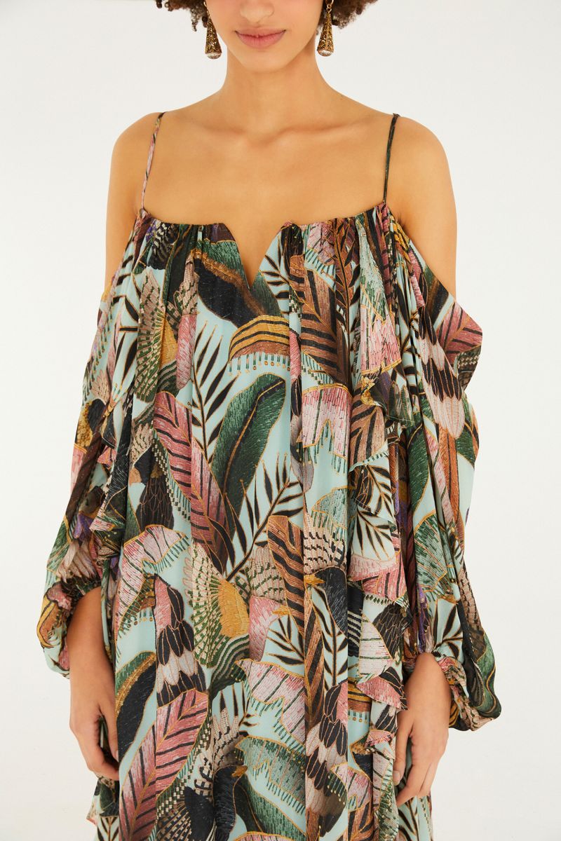 Vestido Longo Estampado Paraíso Das Aves