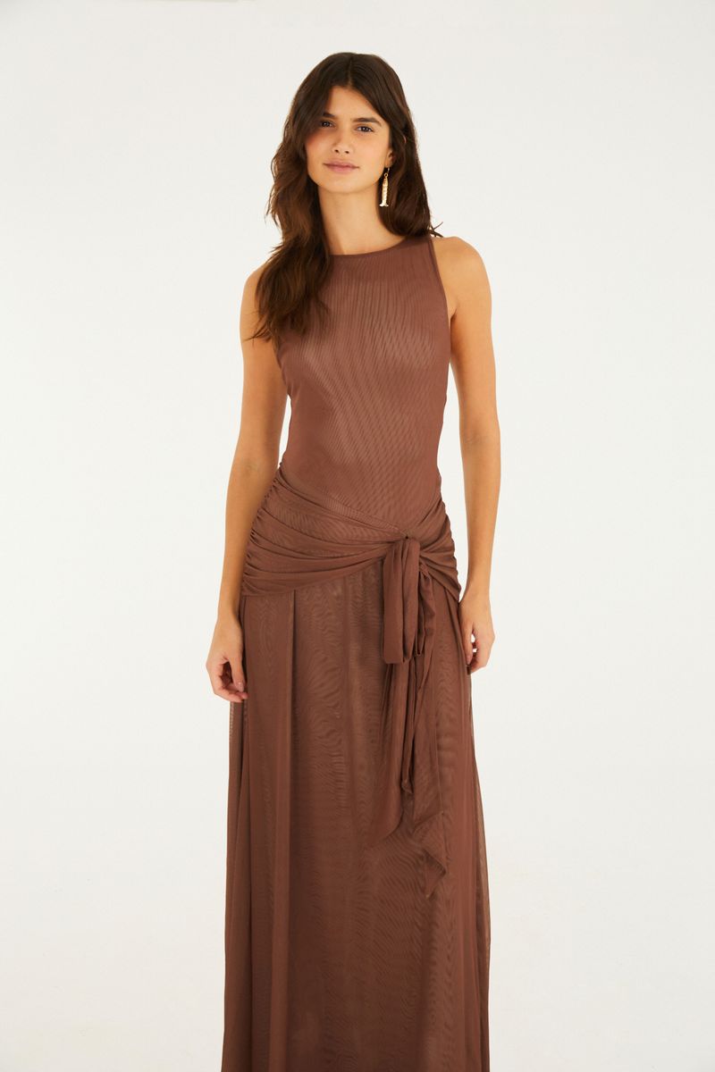 Vestido Cropped Amarração Tule