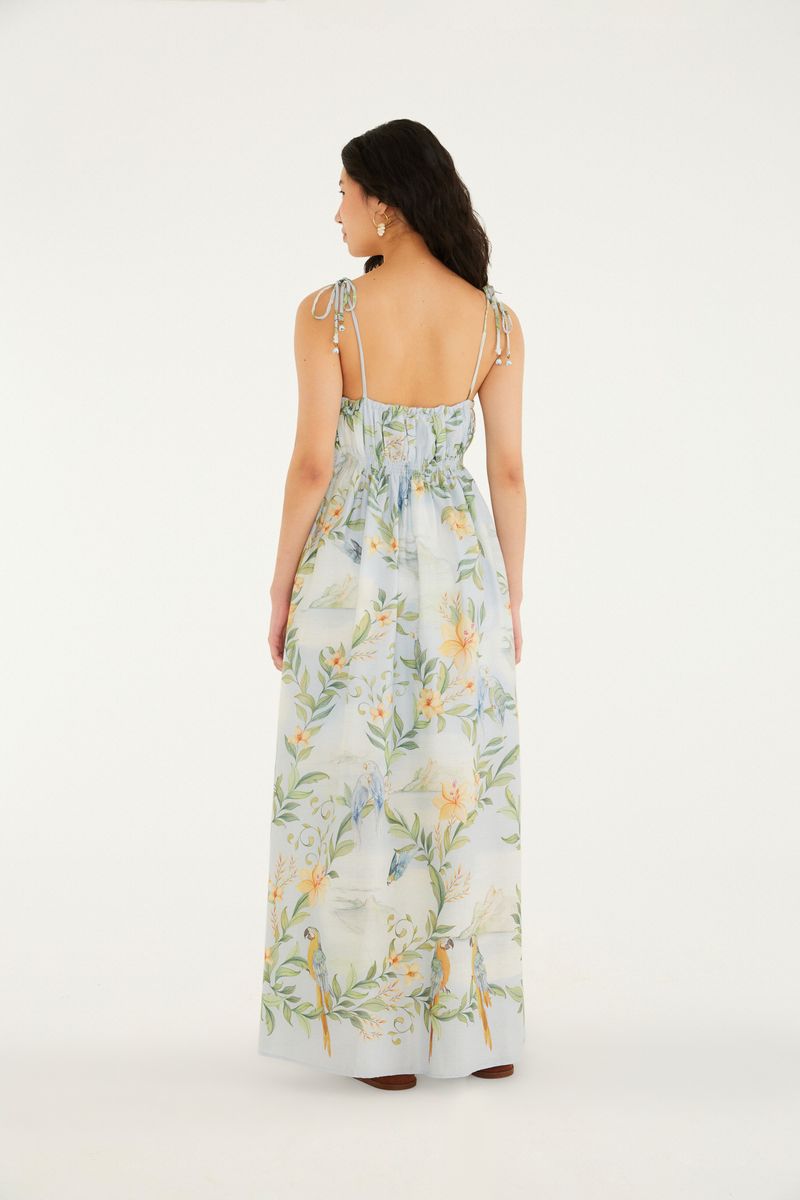 Vestido Longo Estampado Paisagem Rio
