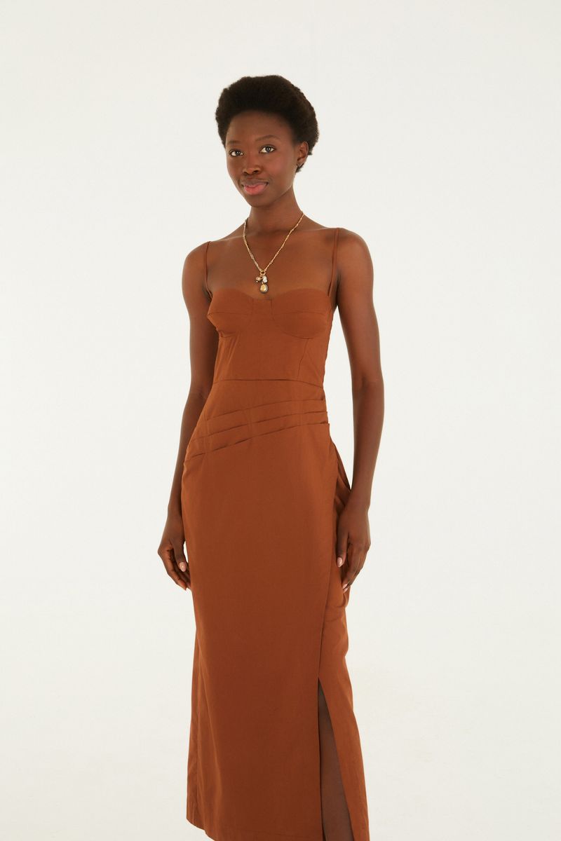 Vestido Meia Taça Pregas