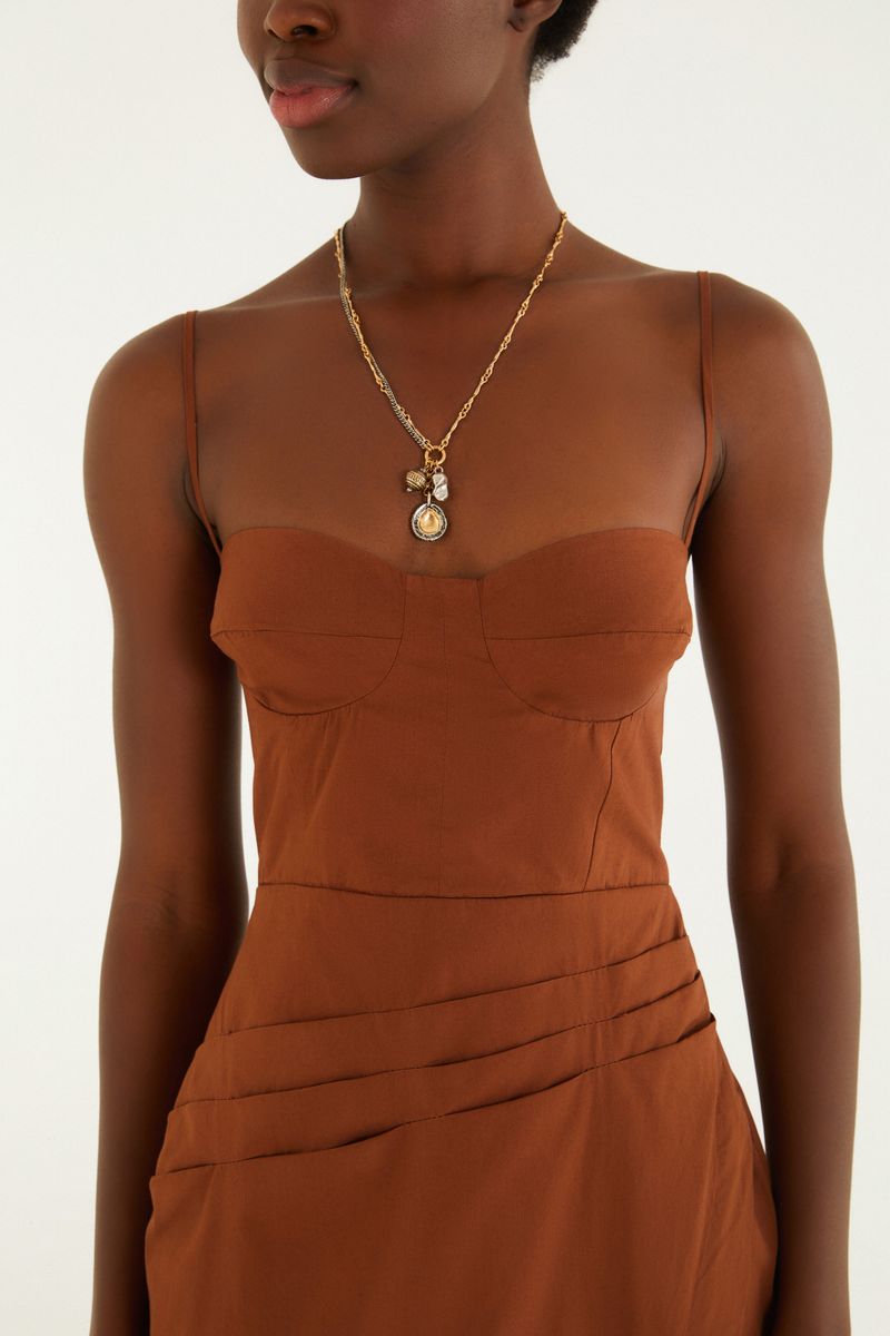 Vestido Meia Taça Pregas