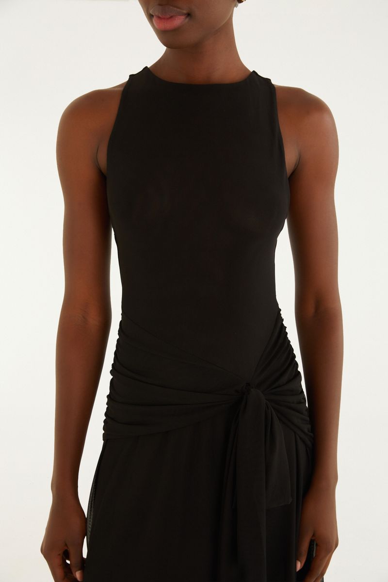 Vestido Cropped Amarração Tule