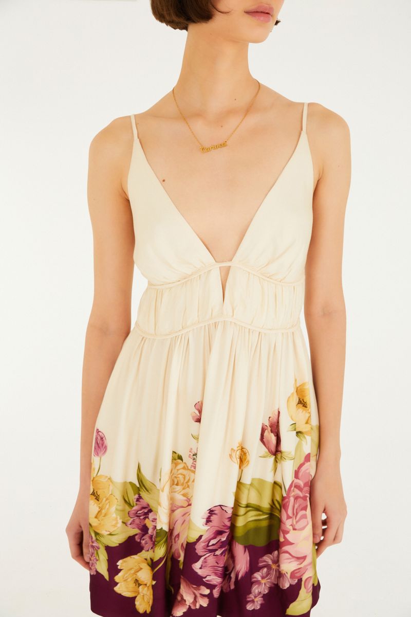 Vestido Curto Estampado Versalles