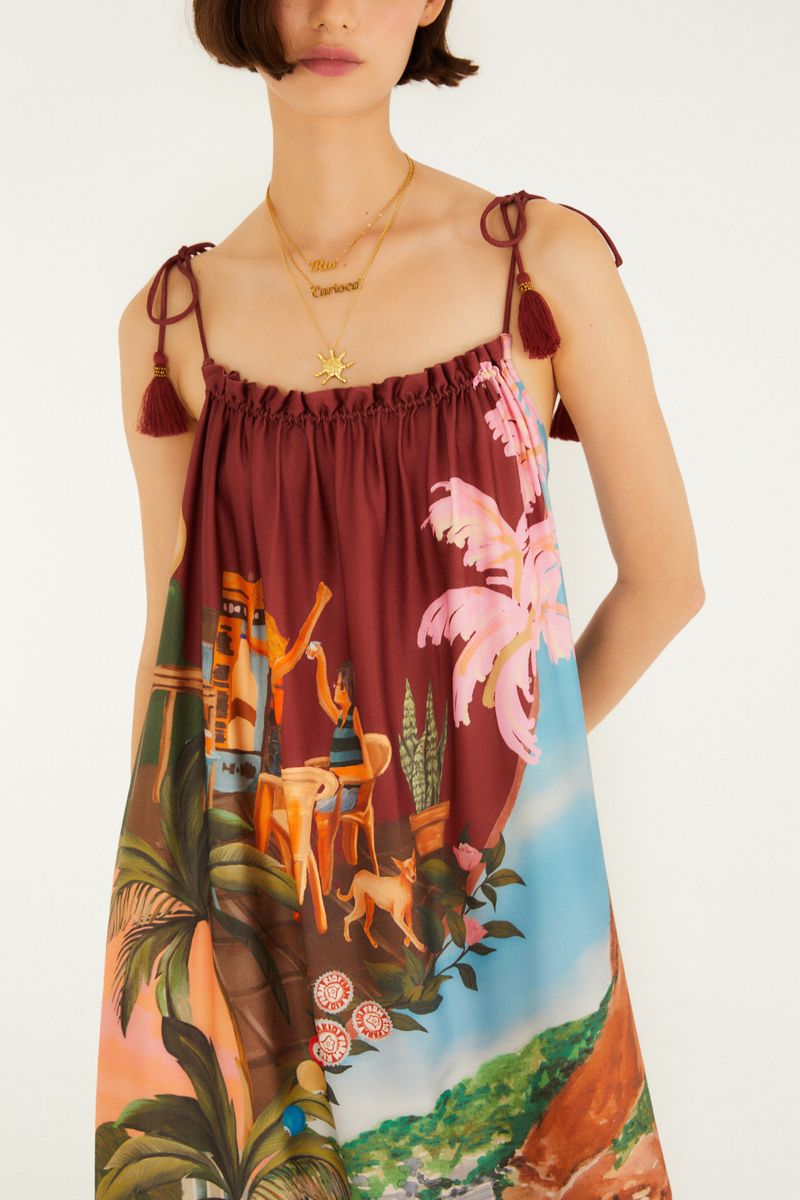 Vestido Longo Estampado Lenços Cariocas
