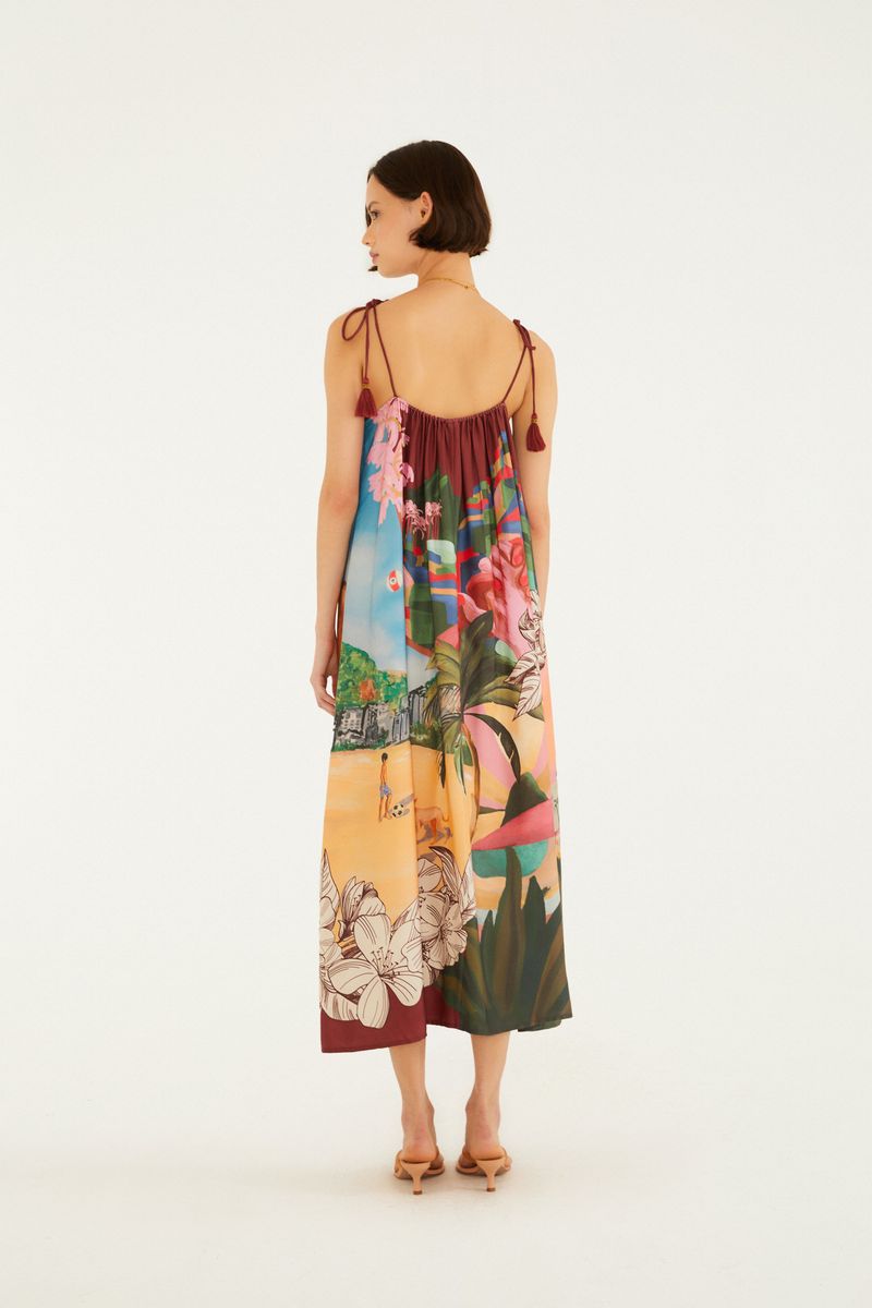 Vestido Longo Estampado Lenços Cariocas