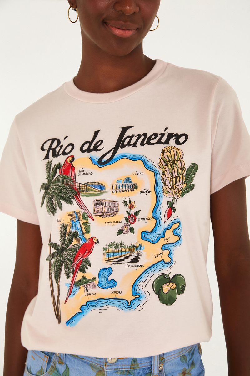 T-Shirt Fit Mapa Farm Rio Rosa