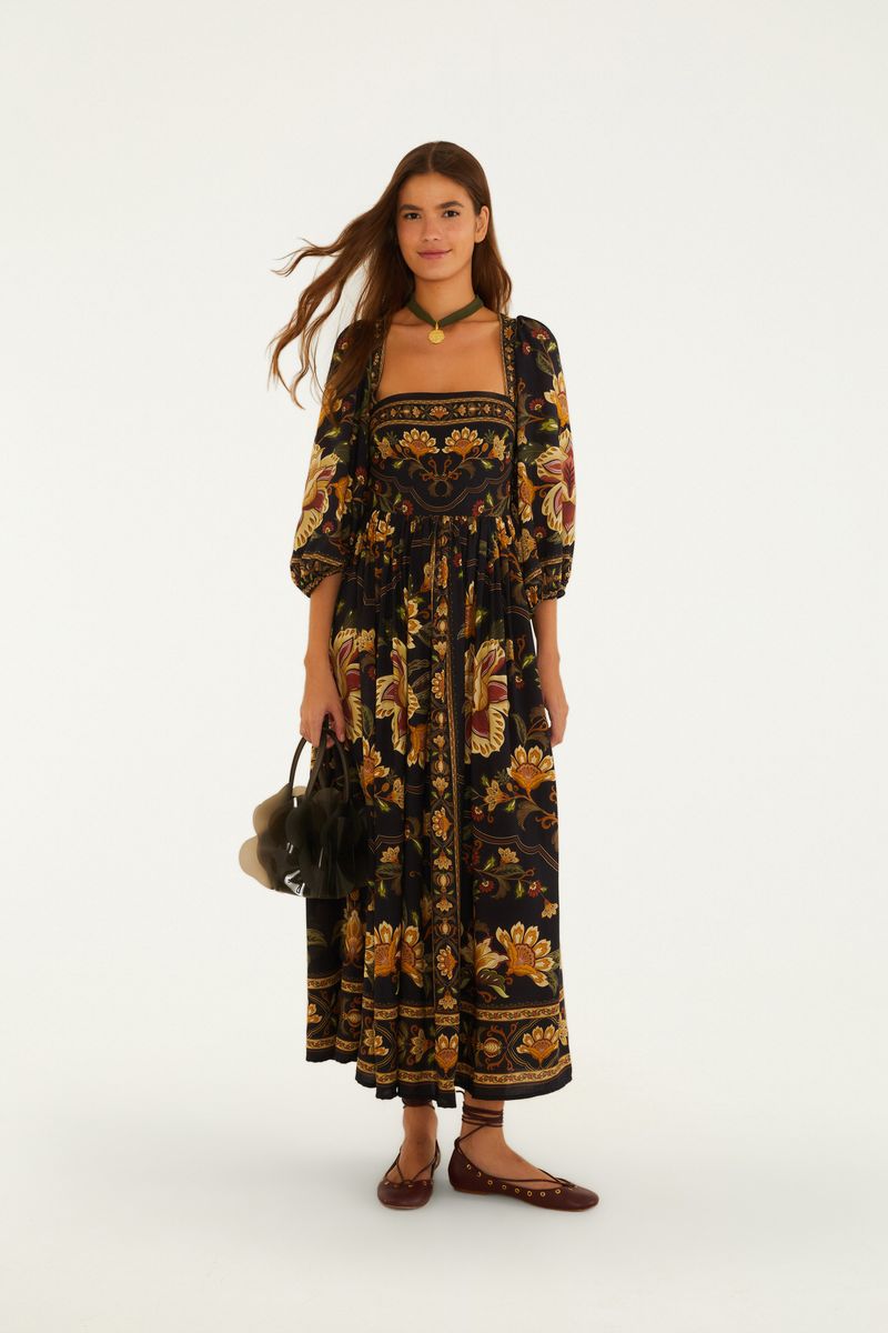 Vestido Cropped Estampado Jardim Majestoso