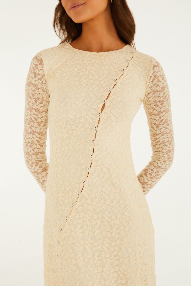 Vestido Túnica Botões Renda