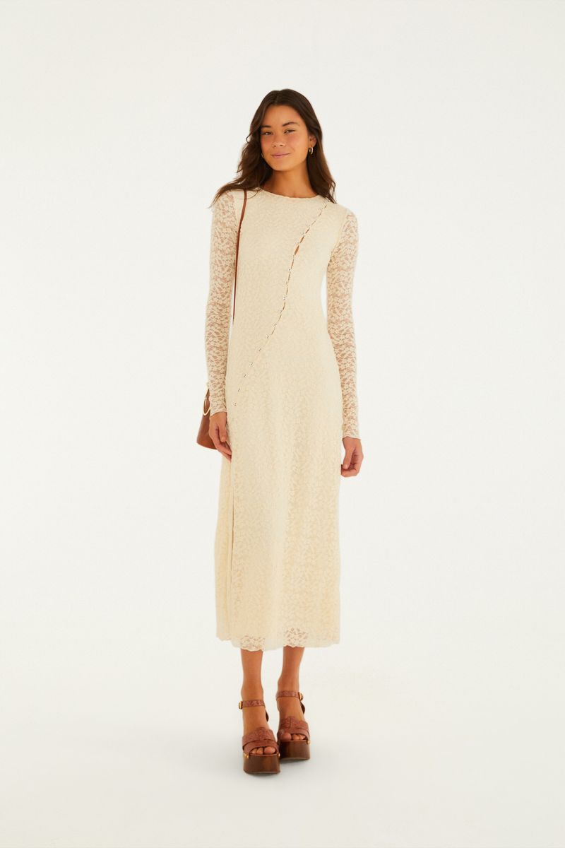 Vestido Túnica Botões Renda