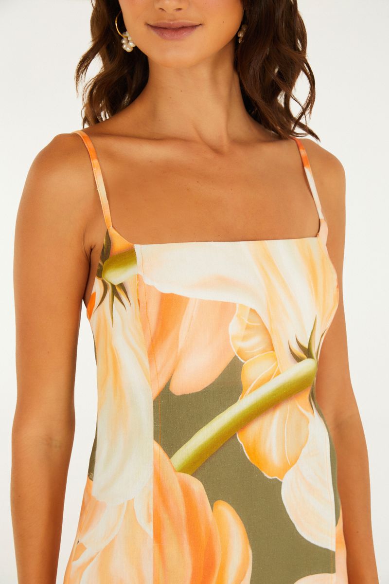 Vestido Curto Alças Estampado Amarilis