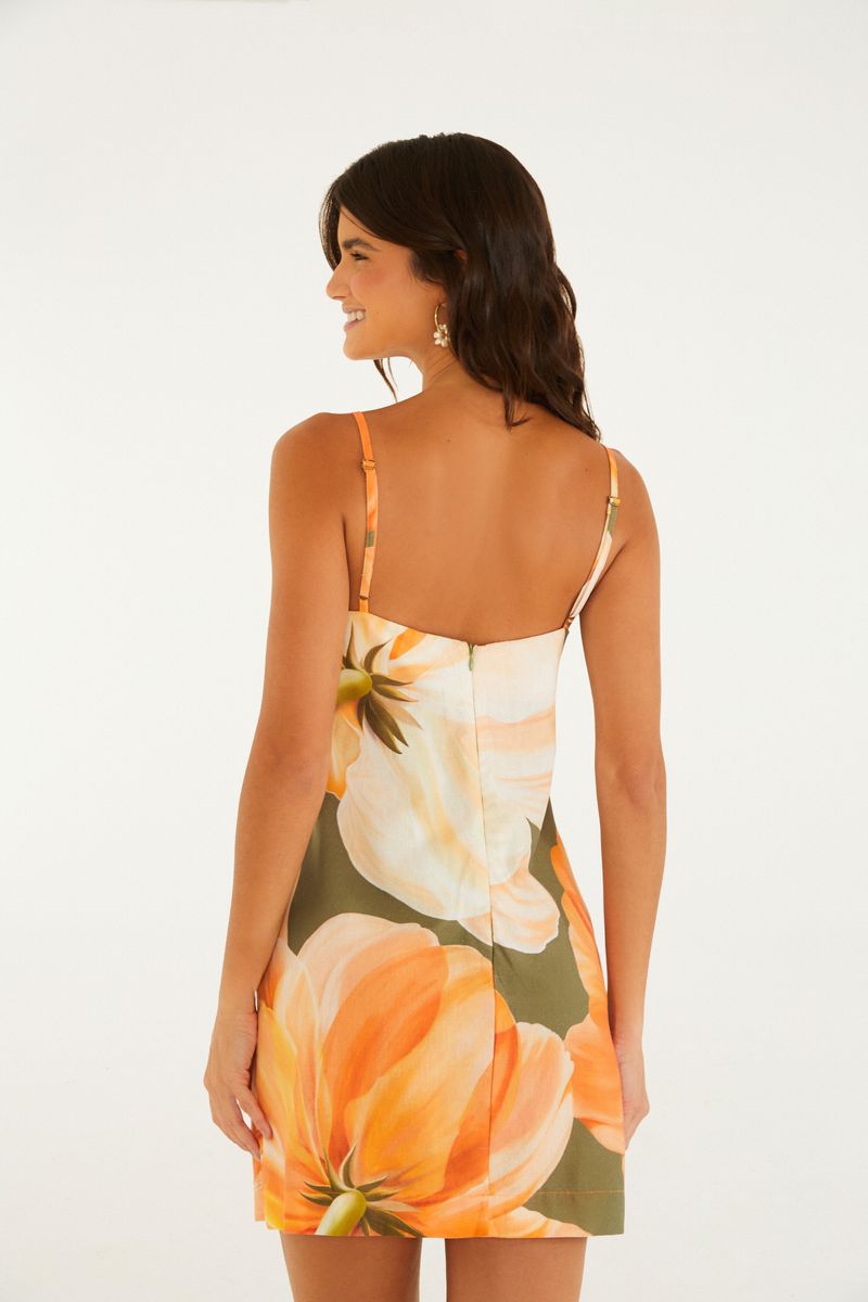 Vestido Curto Alças Estampado Amarilis