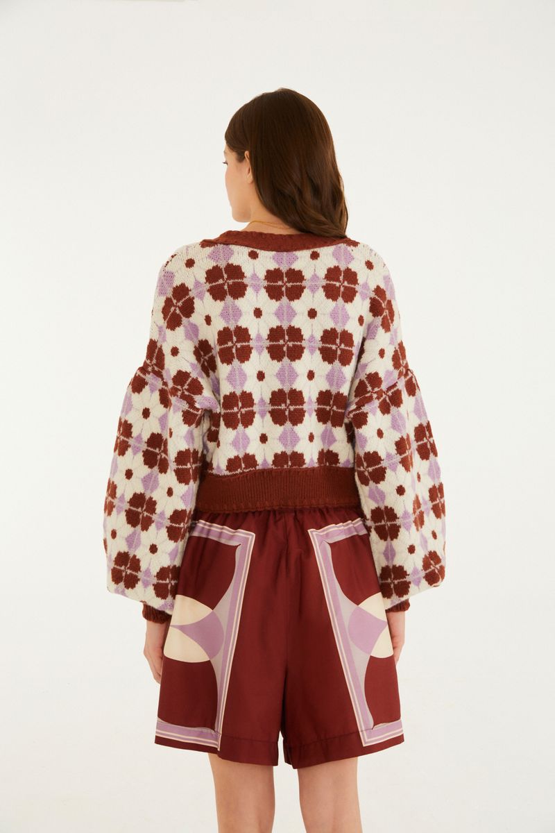Bermuda Estampada Floral Gráfico Lilás