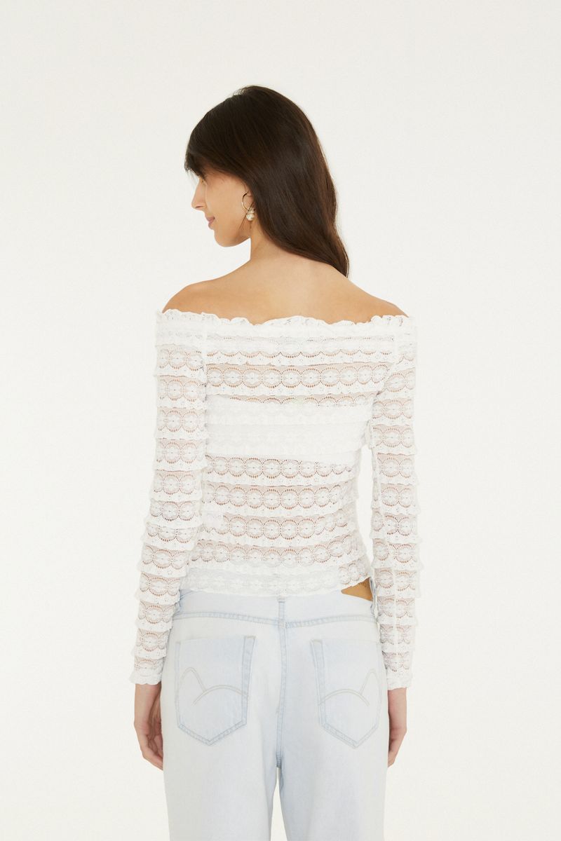 Blusa Babados Renda De Flor