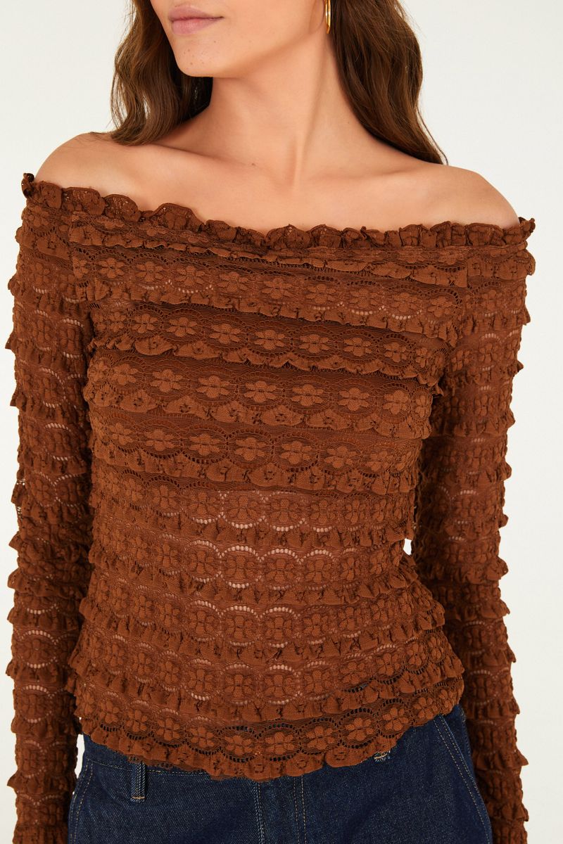 Blusa Babados Renda De Flor