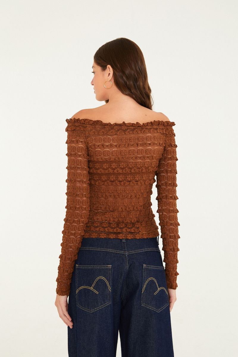 Blusa Babados Renda De Flor