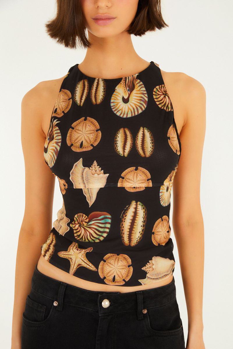Regata Tule Estampada Conchas