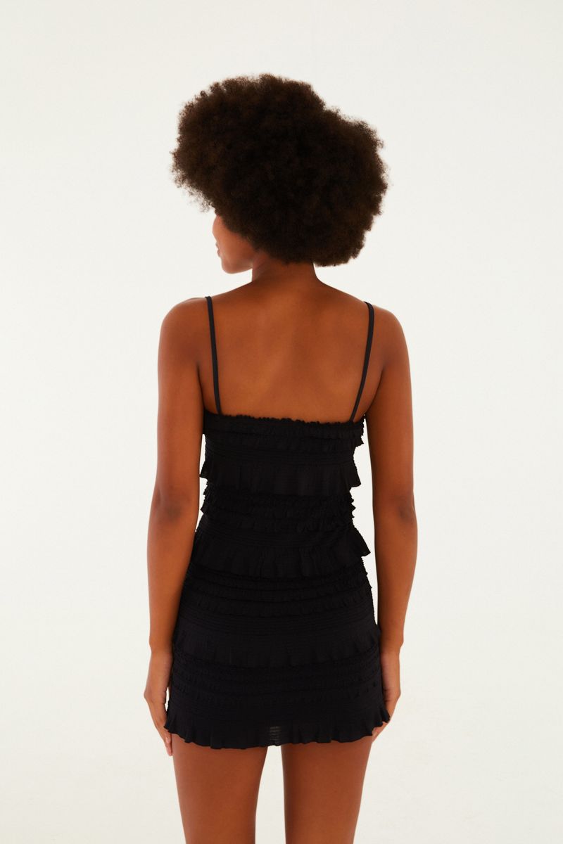 Vestido Curto Babados Textura