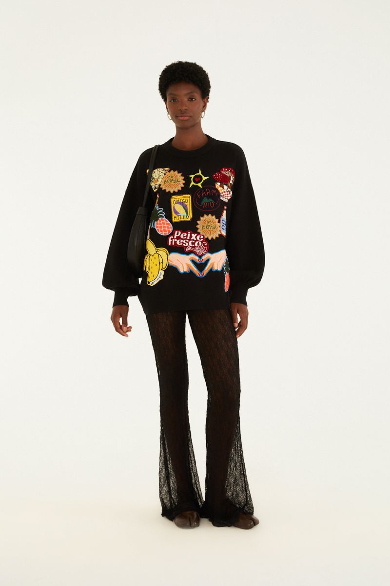 Casaco Tricot Tropical Patch