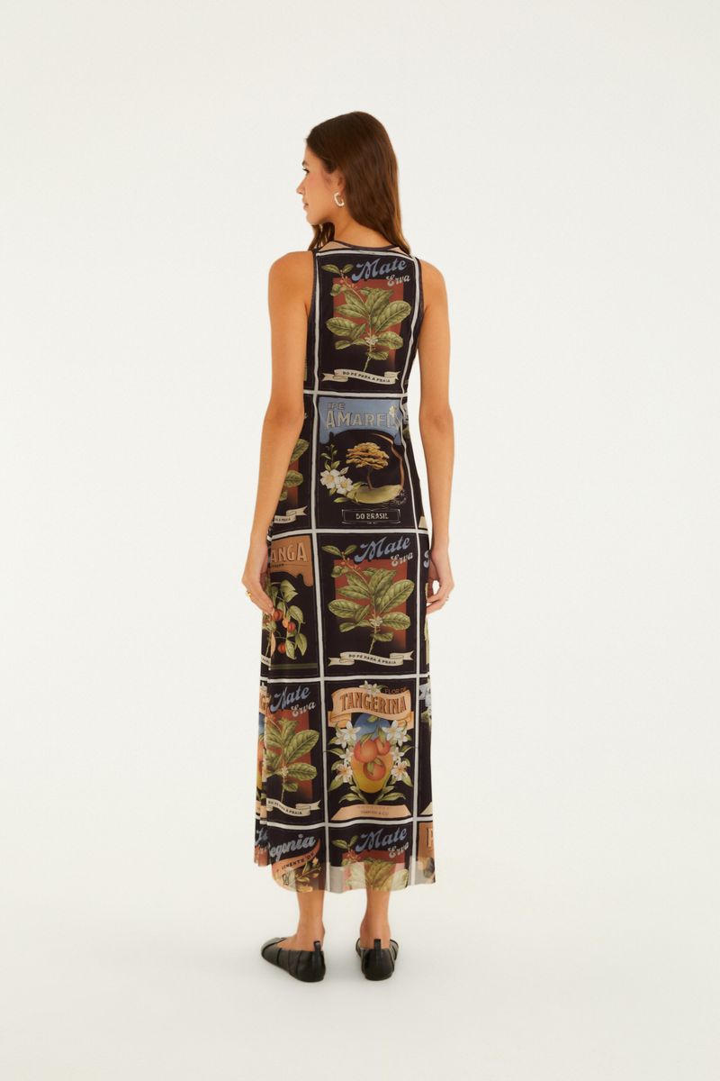 Vestido Tule Estampado Selos Do Brasil