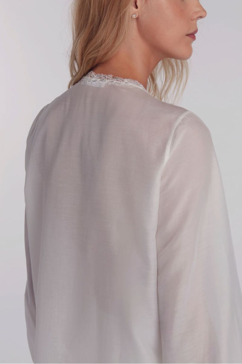 Camisa Ml Bordada Off White