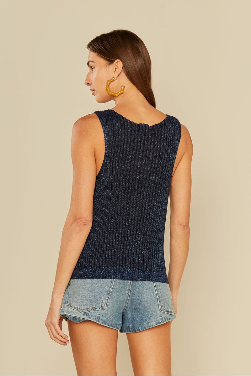 Regata Tricot Lurex - Azul Lazuli