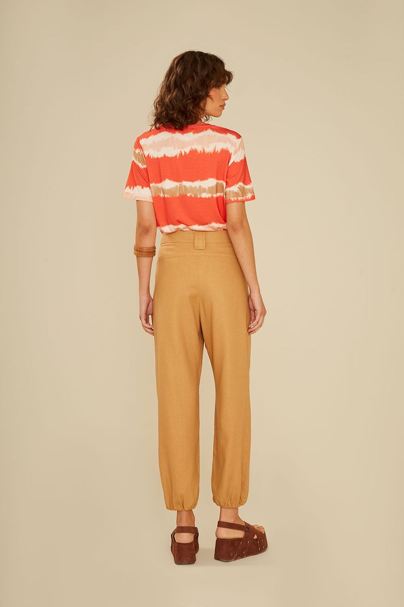 Calça Tecido Faixa - Camel Duna