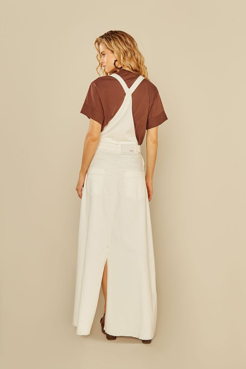 Jardineira Sarja Evasê - Off White