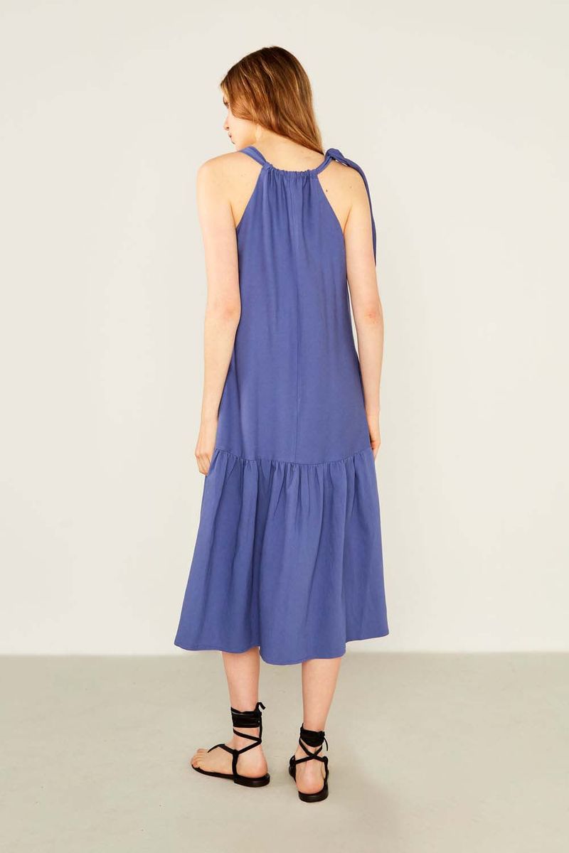 Vestido Midi Decote Halter - Azul Indie
